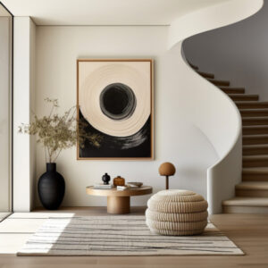 Ein lichtdurchflutetes Wohnzimmer mit trendigen Accesoires und modern geschwungener Treppe - profitieren auch Sie von der ESMANN Real Estate Immobilienberatung. Qualität, die man spürt – Vertrauen, das bleibt. 