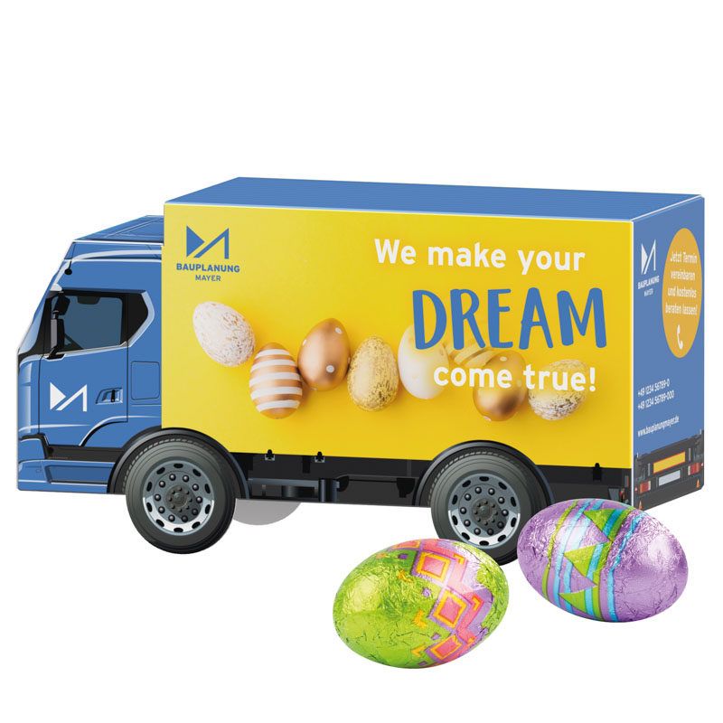 3D-Präsent LKW, Klett Schoko-Ostereier