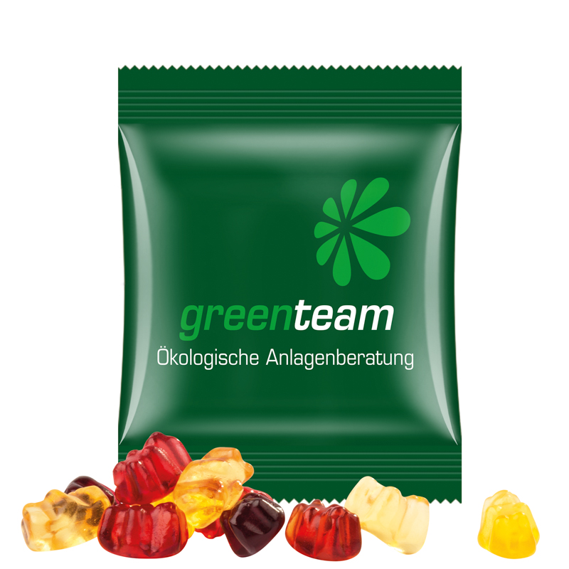 Minitüte 15 g, kompostierbare Folie weiß, Trolli Fruchtgummibären, 30 % Fruchtsaftqualität Exquisit